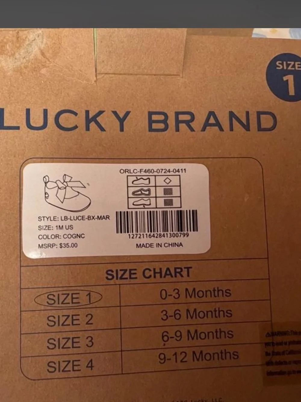 Lucky Brand Toddler Bow Crib Shoes in Cognac